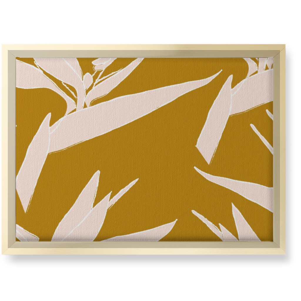 Birds of Paradise - Mustard and Pale Peach Wall Art, Gold, Single piece, Canvas, 10x14, Yellow, Classic Yellow