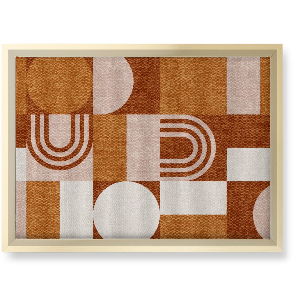 Aria Geometric Patchwork - Orange Wall Art, Gold, Single piece, Canvas, 10x14, Orange