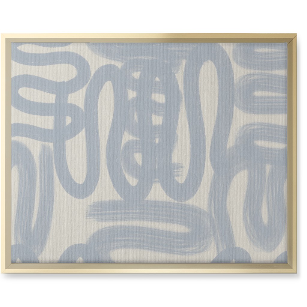 Squiggle - Blue and Cream Wall Art, Gold, Single piece, Canvas, 16x20, Blue, True Blue