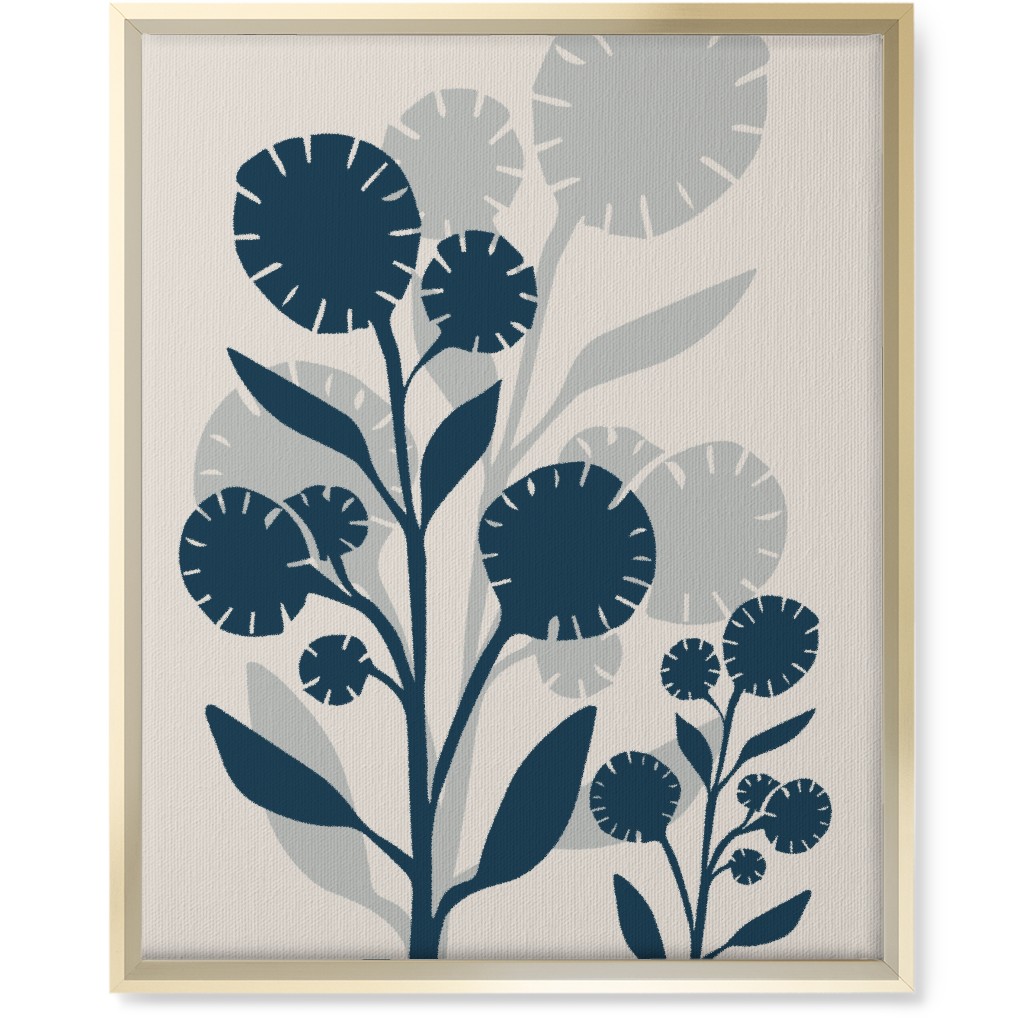 Abstract Flower Wall Art, Gold, Single piece, Canvas, 16x20, Blue, Blue Yonder