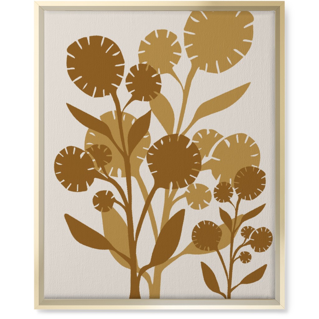 Abstract Flower Wall Art, Gold, Single piece, Canvas, 16x20, Brown