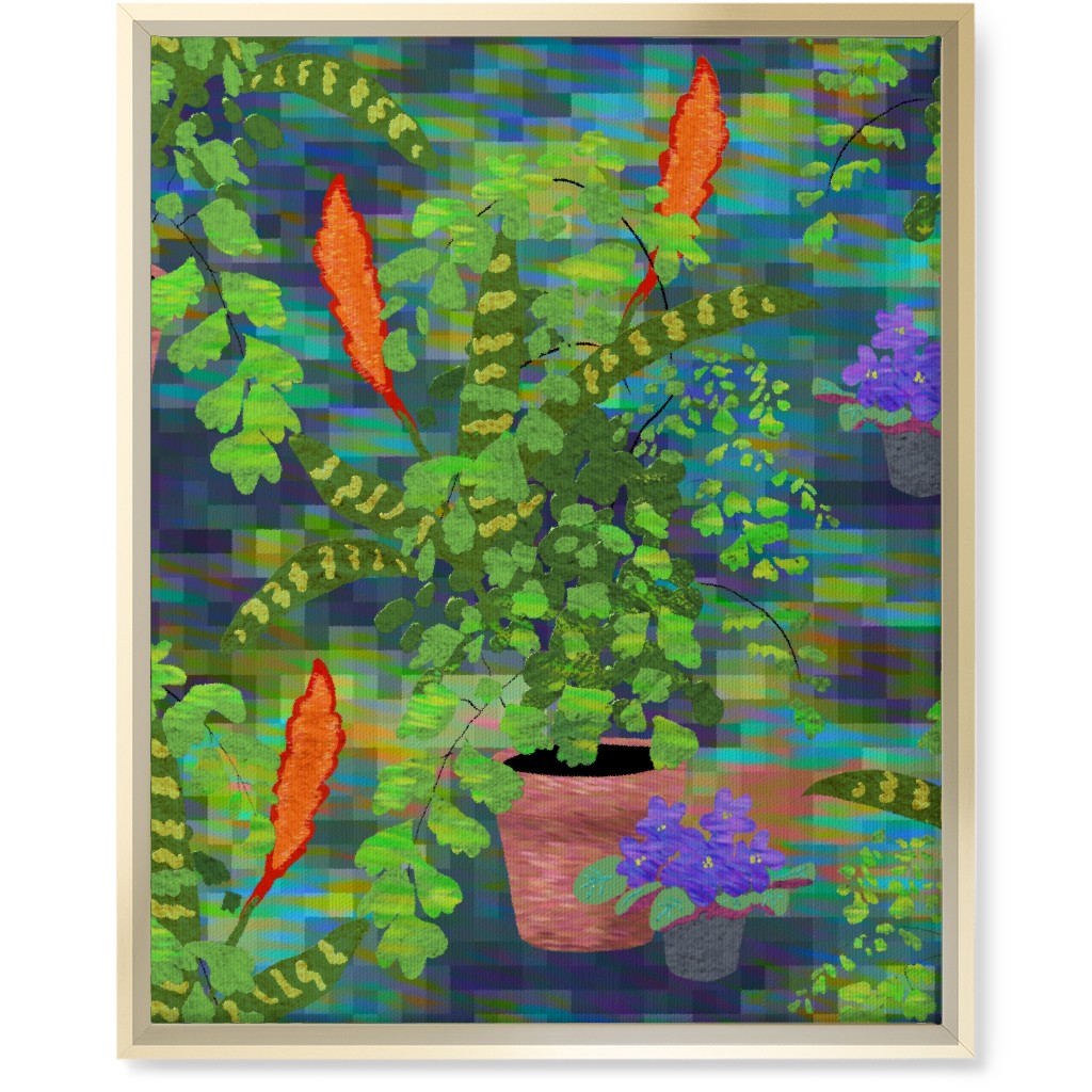 Impressionist Houseplants - Green Wall Art, Gold, Single piece, Canvas, 16x20, Green, Classic Green