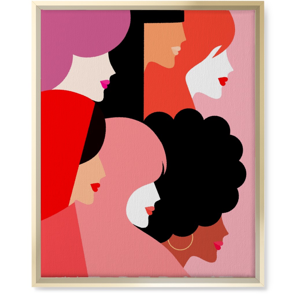 Girl Power, We Persist - Coral & Pink Wall Art, Gold, Single piece, Canvas, 16x20, Pink, Bright Pink