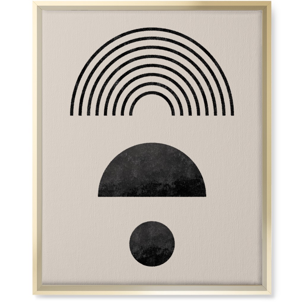 Minimal Rainbow and Geometric - Neutral Wall Art, Gold, Single piece, Canvas, 16x20, Beige