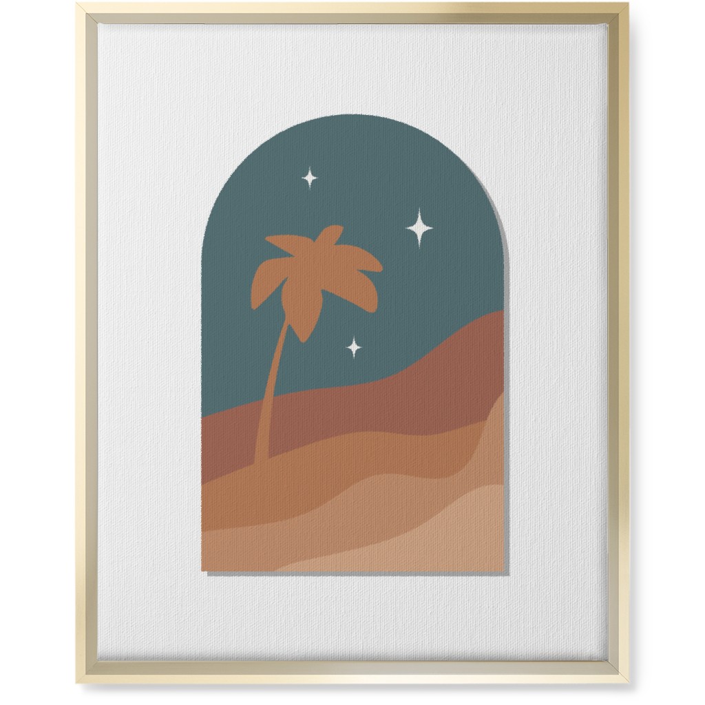 Abstract Landscape in Window With Tree Wall Art, Gold, Single piece, Canvas, 16x20, Multicolor, Hemlock