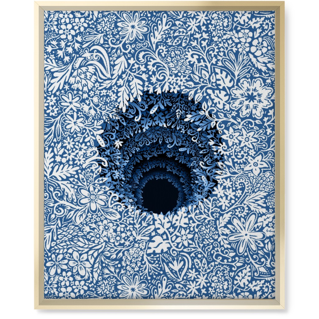 Deep Down Colorful Floral Abstract Wall Art, Gold, Single piece, Canvas, 16x20, Blue, Mist