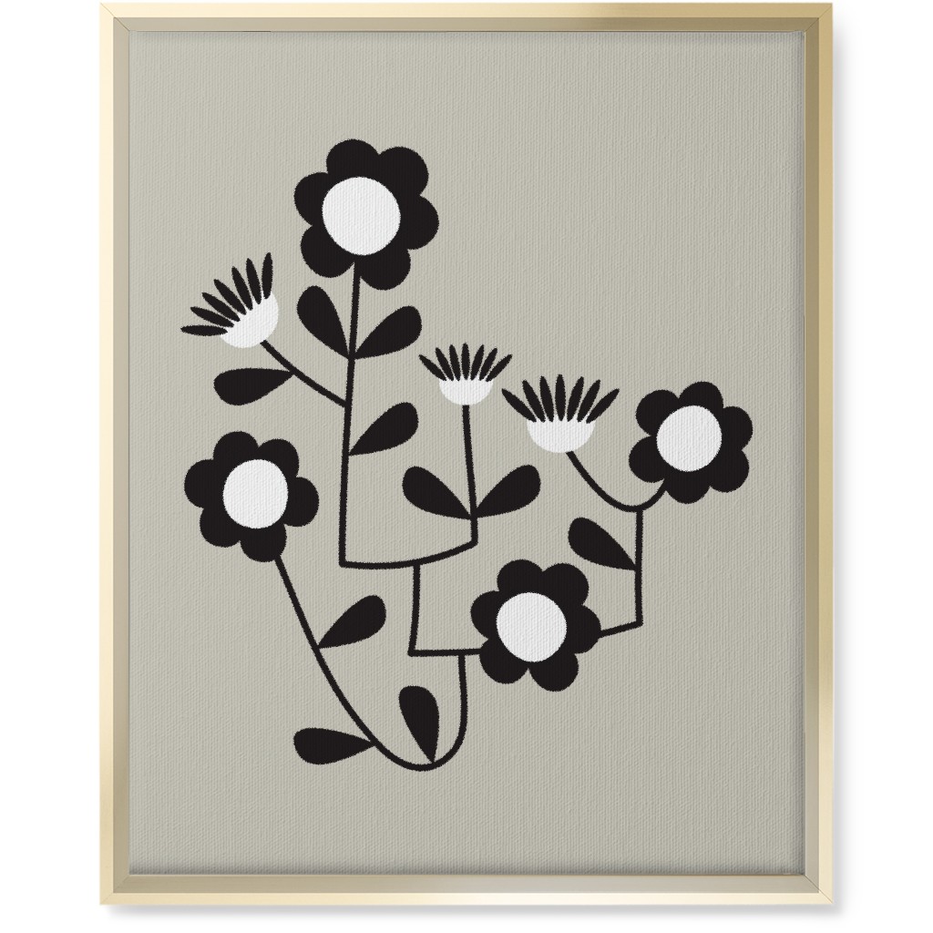 Mod Hanging Floral Wall Art, Gold, Single piece, Canvas, 16x20, Gray