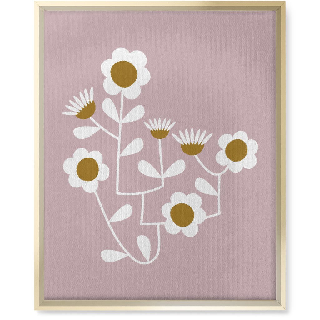 Mod Hanging Floral Wall Art, Gold, Single piece, Canvas, 16x20, Pink, Whisper