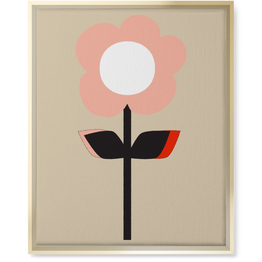 Retro Flower Wall Art, Gold, Single piece, Canvas, 16x20, Pink, Fair Weather