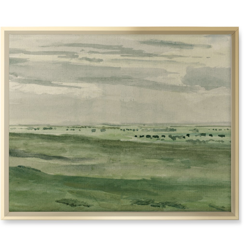 Watercolor Fields Wall Art, Gold, Single piece, Canvas, 16x20, Green, Classic Green