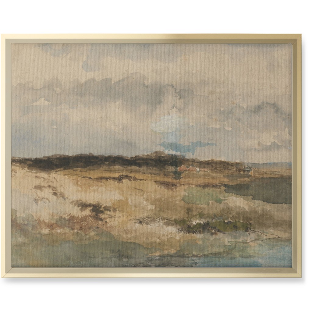 Antiqued Dunes Wall Art, Gold, Single piece, Canvas, 16x20, Blue, True Blue