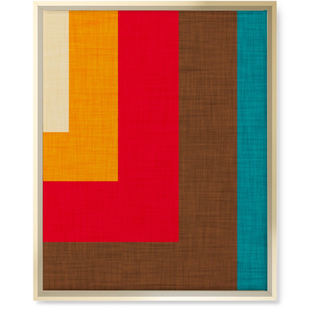 Abstract Mod Cube Wall Art, Gold, Single piece, Canvas, 16x20, Multicolor