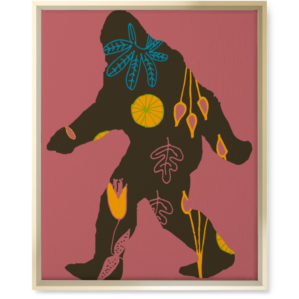 Bigfoot - Multi on Pink Wall Art, Gold, Single piece, Canvas, 16x20, Pink