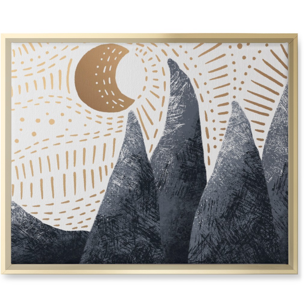 Moonrise Winters Skies - Earth Tones Wall Art, Gold, Single piece, Canvas, 16x20, Multicolor
