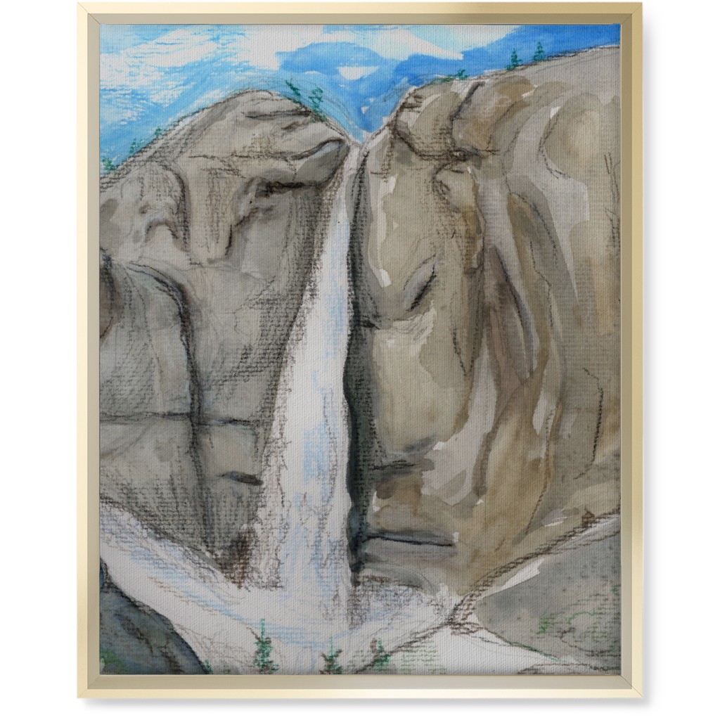 Many Faces of Bridalveil Falls in Yosemite National Park Wall Art, Gold, Single piece, Canvas, 16x20, Gray