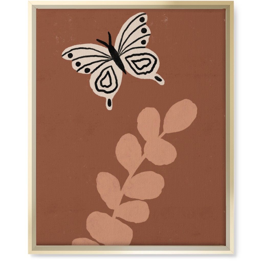 Butterfly and Branch - Warm Wall Art, Gold, Single piece, Canvas, 16x20, Brown, Brown
