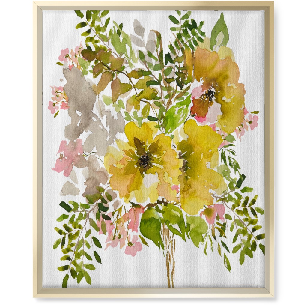 Floral Bouquet - Yellow Wall Art, Gold, Single piece, Canvas, 16x20, Yellow