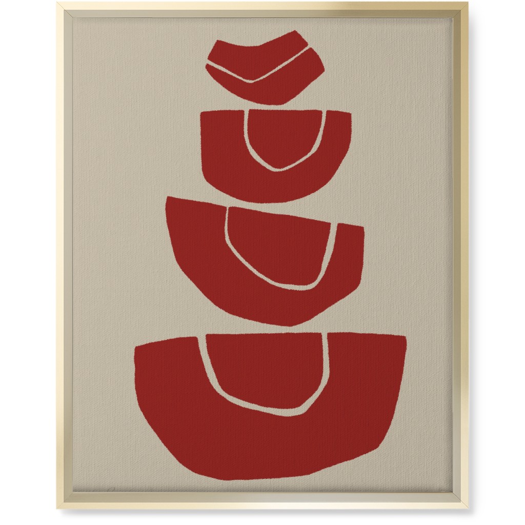 Geometric Stack Abstract Wall Art, Gold, Single piece, Canvas, 16x20, Red