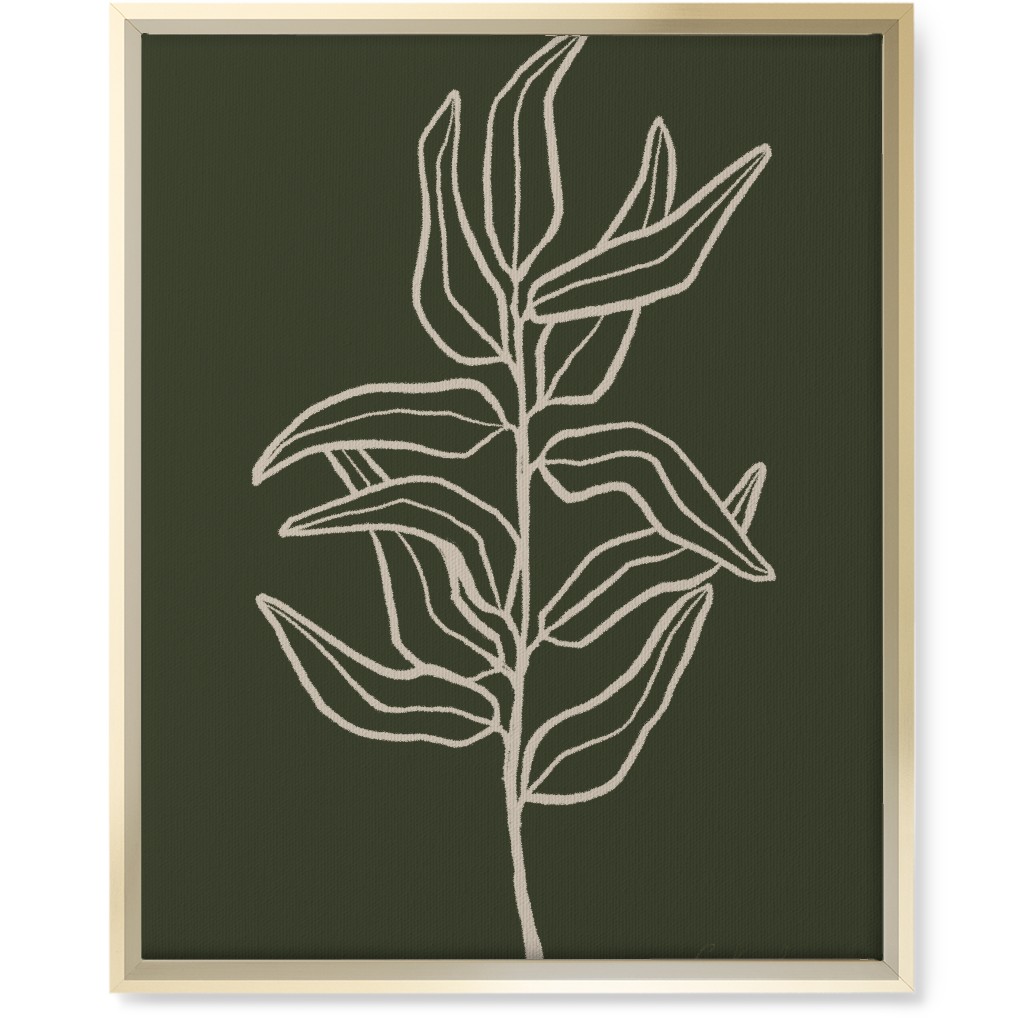 Botanical Eucalyptus Branch Wall Art, Gold, Single piece, Canvas, 16x20, Green, Gray