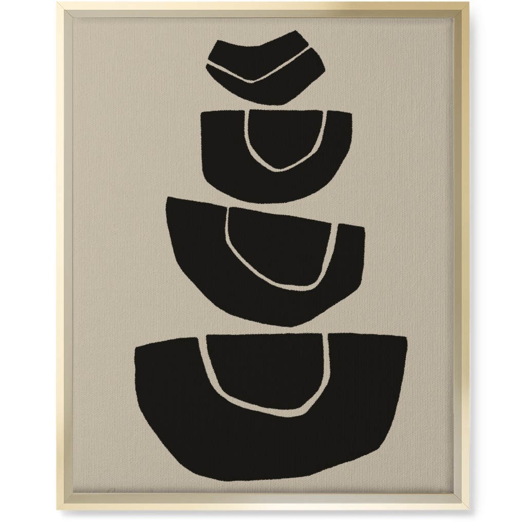 Geometric Stack Abstract Wall Art, Gold, Single piece, Canvas, 16x20, Black, Charcoal