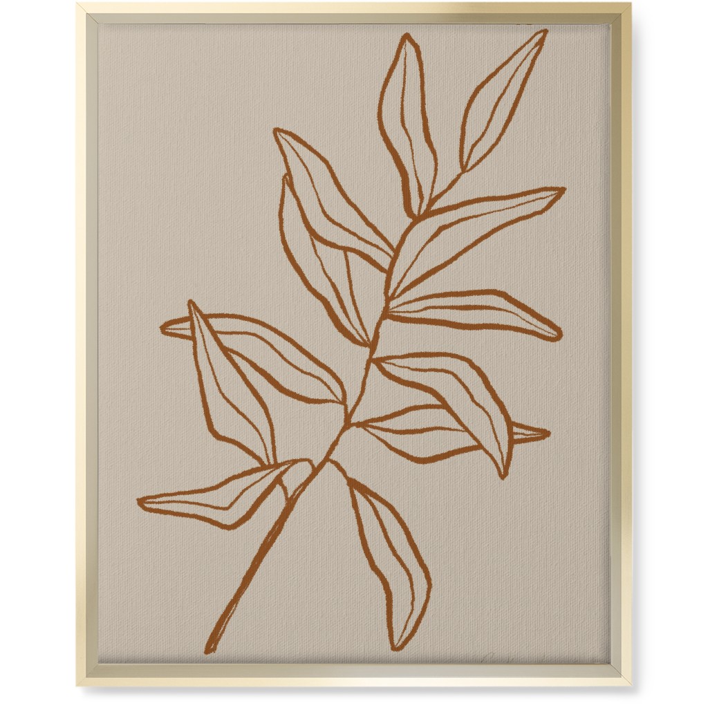Botanical Eucalyptus Wall Art, Gold, Single piece, Canvas, 16x20, Beige