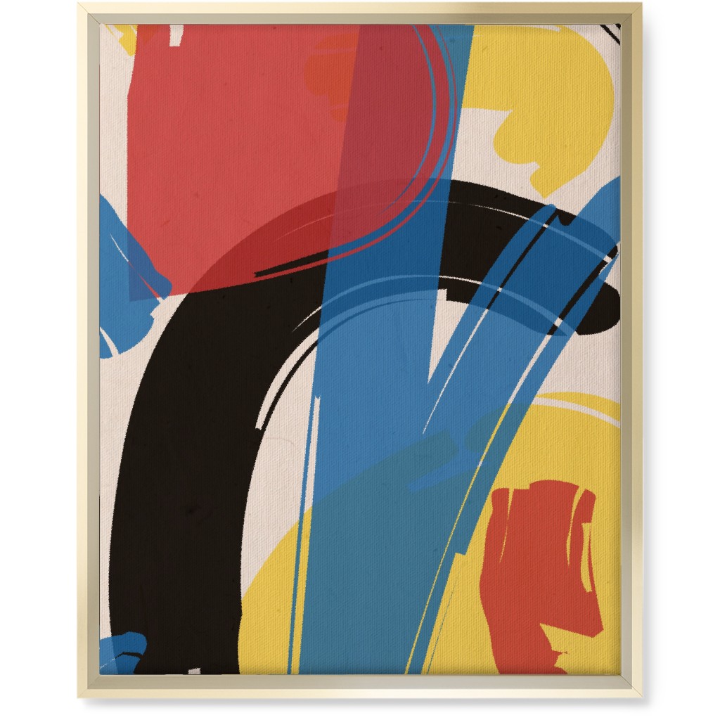 Primary Painterly Abstract - Multi Wall Art, Gold, Single piece, Canvas, 16x20, Multicolor