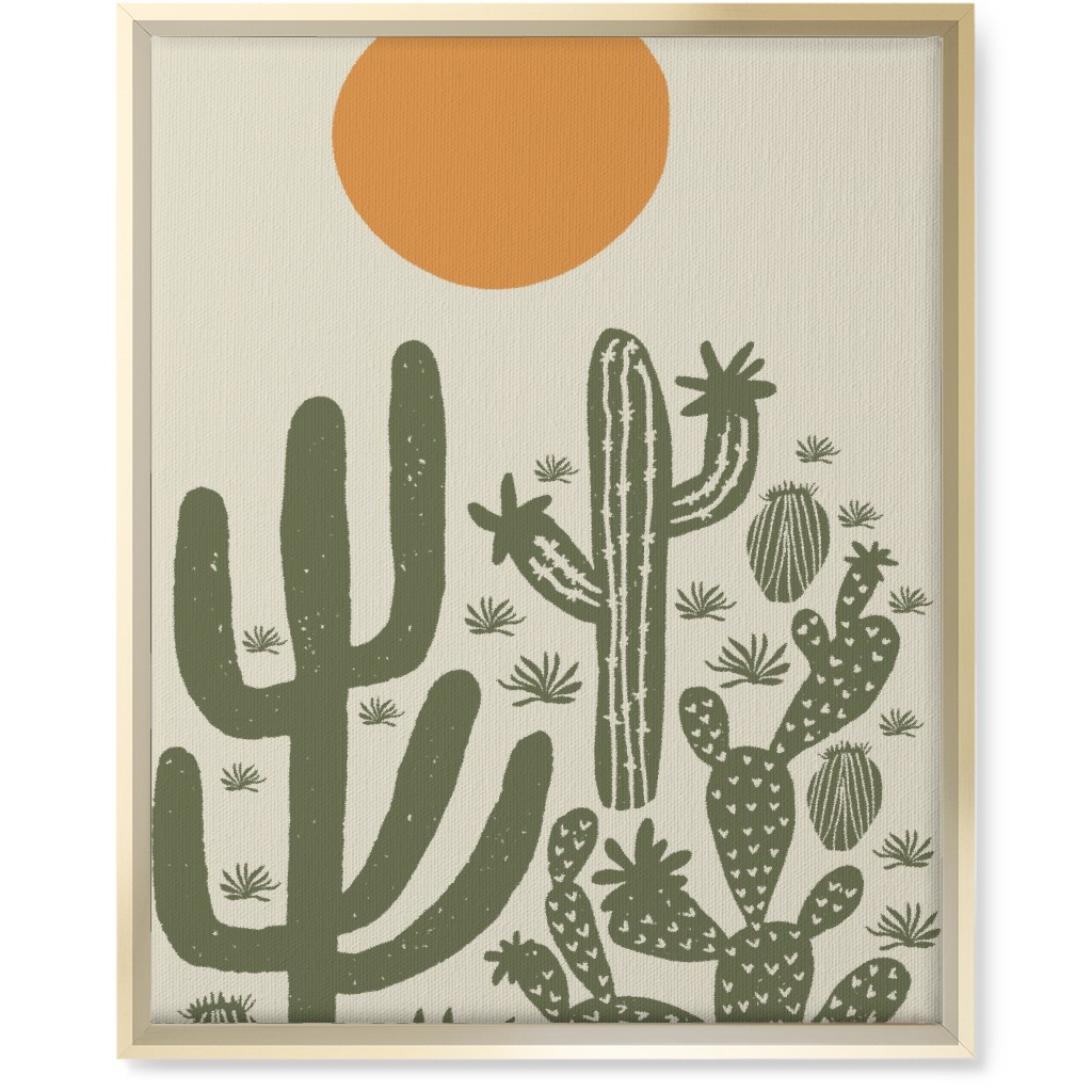 Cactus - Earth Tones Wall Art, Gold, Single piece, Canvas, 16x20, Beige, Pearl