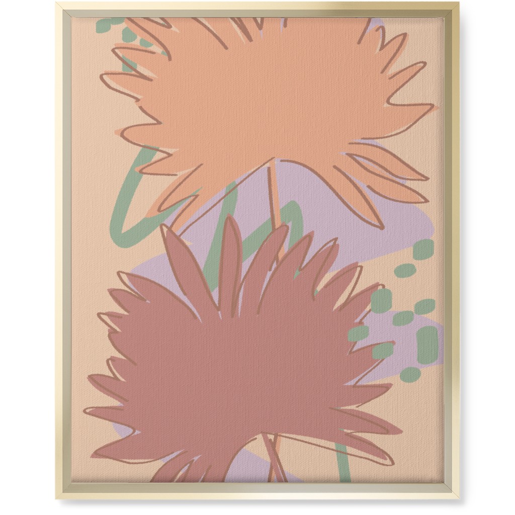 Modern Sabal Palm - Pink Wall Art, Gold, Single piece, Canvas, 16x20, Orange