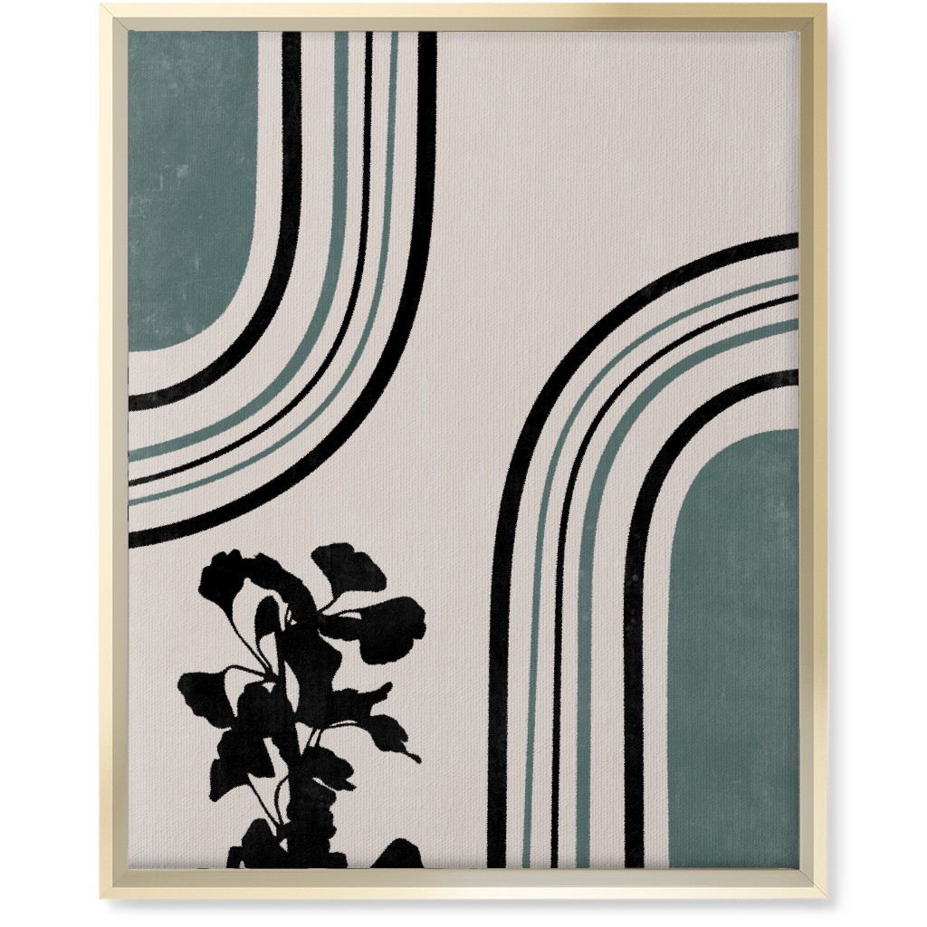 Modern Garden Pathway - Green and Ivory Wall Art, Gold, Single piece, Canvas, 16x20, Green, Classic Green