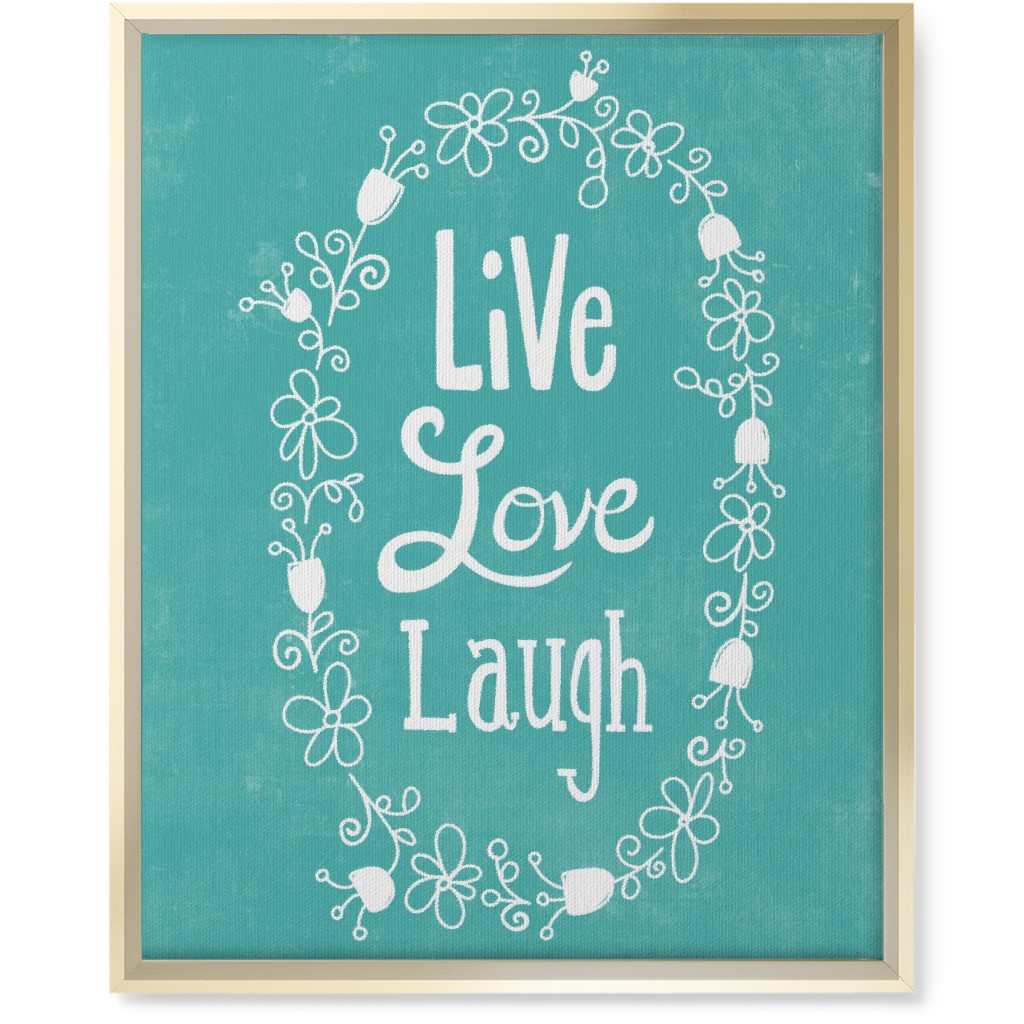 Live, Laugh, Love - Aqua Wall Art, Gold, Single piece, Canvas, 16x20, Green, Classic Green
