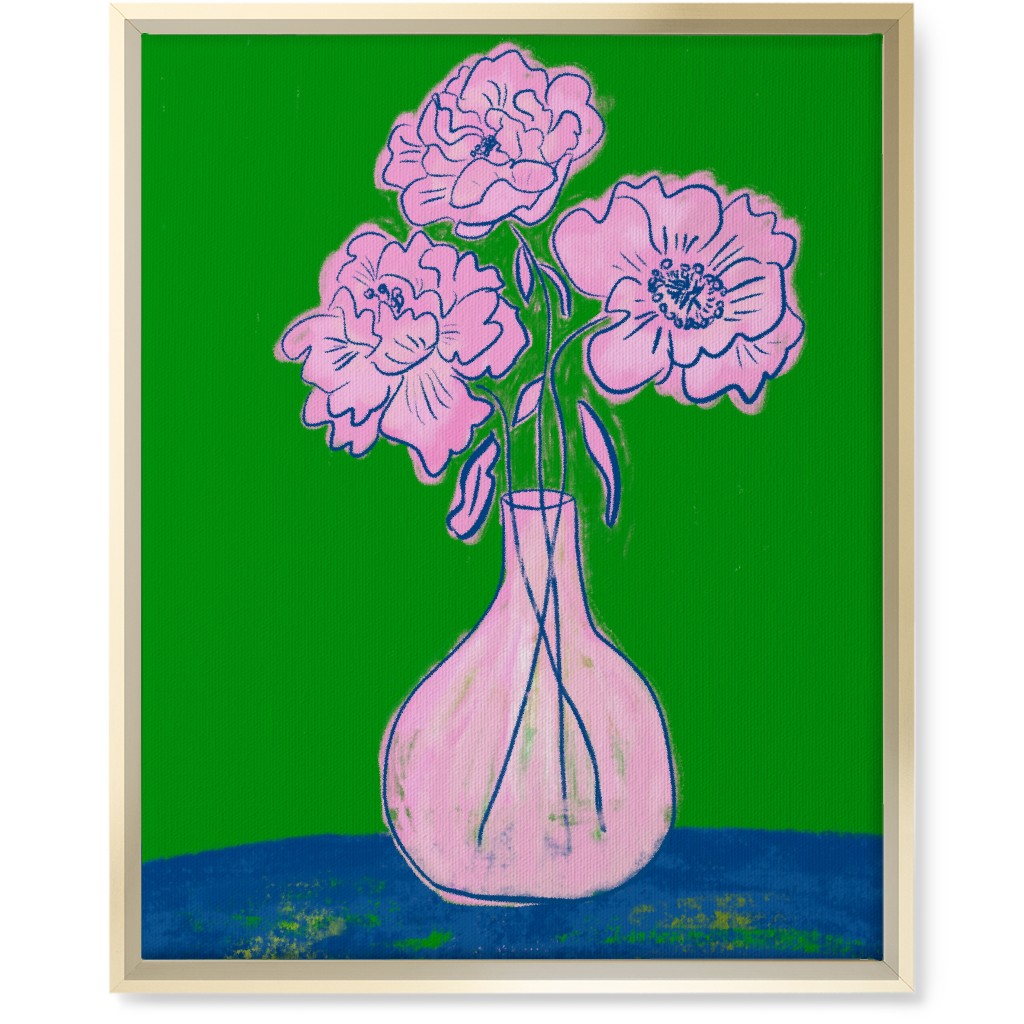 Party Florals - Multi Wall Art, Gold, Single piece, Canvas, 16x20, Green