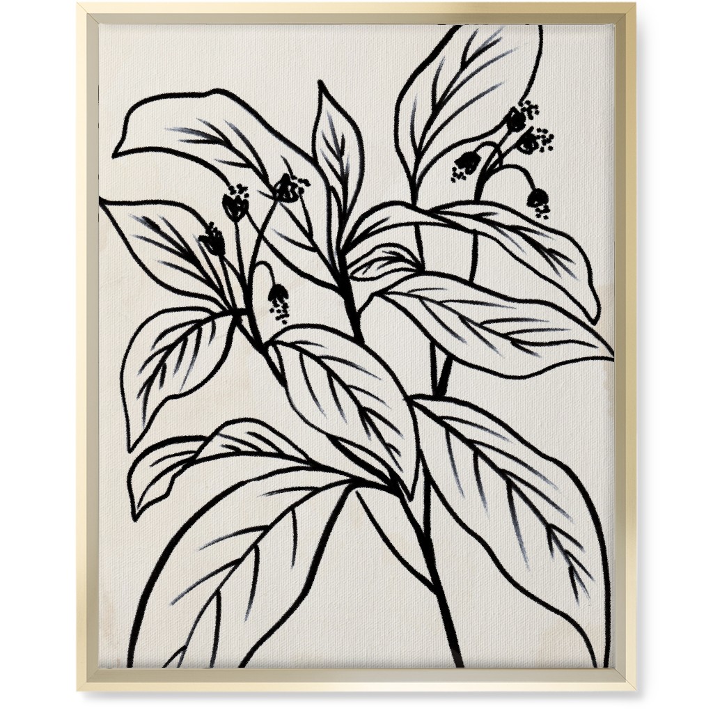 Vintage Branch Sketch - Beige and Black Wall Art, Gold, Single piece, Canvas, 16x20, Beige, Pearl