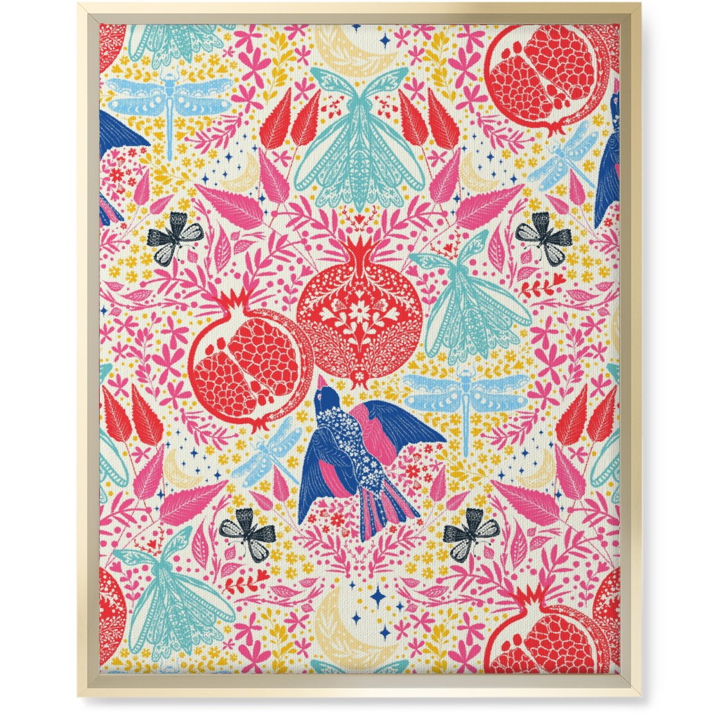 Botanical Pomegranate Garden - Multi Wall Art, Gold, Single piece, Canvas, 16x20, Multicolor