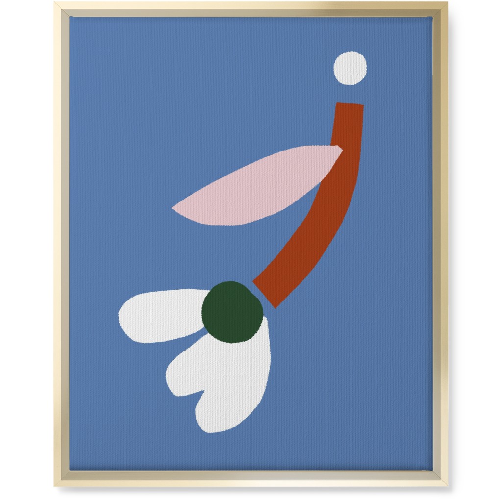 Flower - Multi on Blue Wall Art, Gold, Single piece, Canvas, 16x20, Blue