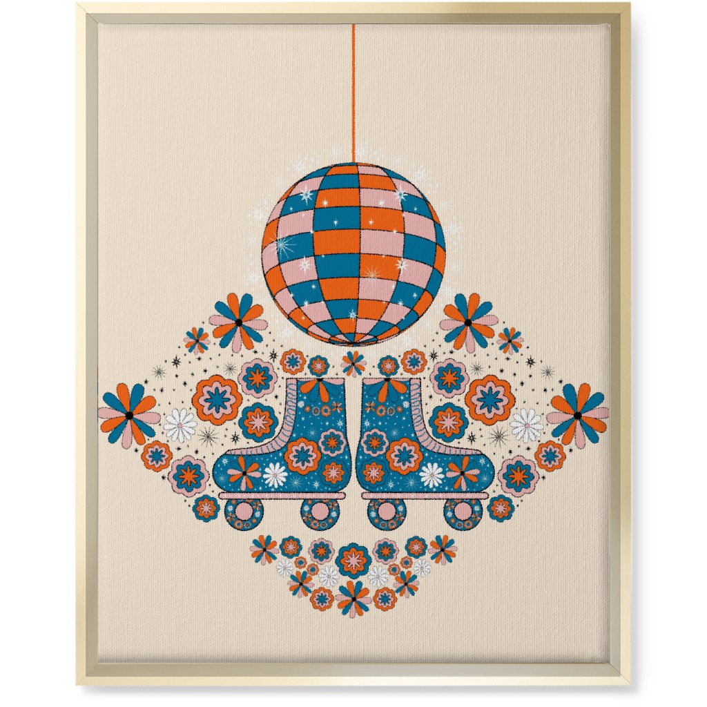 Retro 70s Roller Disco - Multi Wall Art, Gold, Single piece, Canvas, 16x20, Multicolor
