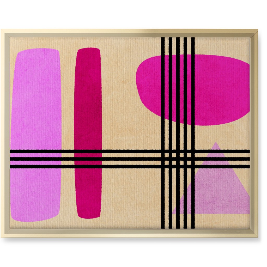 Criss-Cross Abstract Wall Art, Gold, Single piece, Canvas, 16x20, Pink