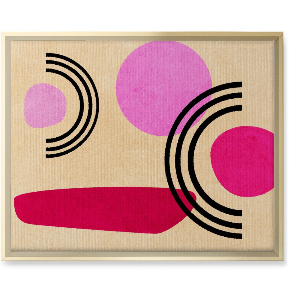 Cups & Saucers Abstract Wall Art, Gold, Single piece, Canvas, 16x20, Pink, Candy