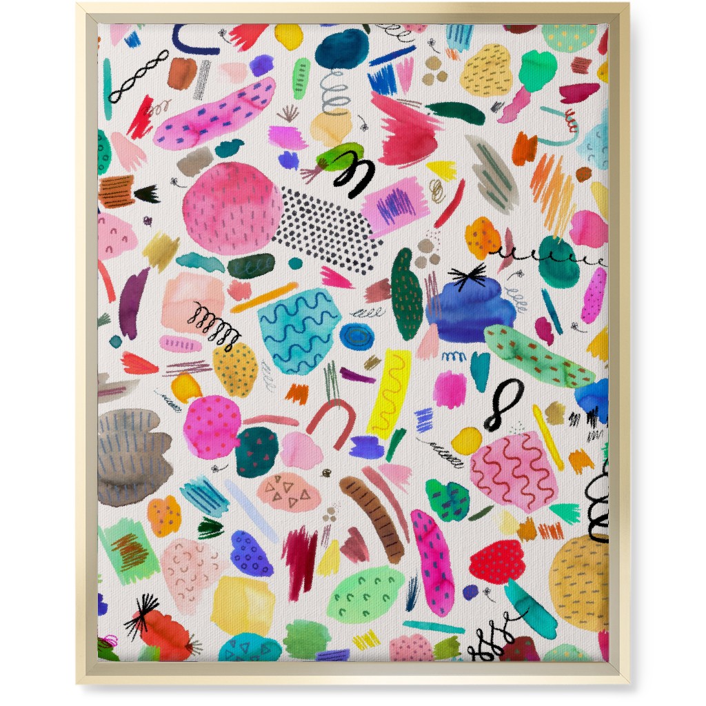 Abstract Marks and Scribbles - Multi Wall Art, Gold, Single piece, Canvas, 16x20, Multicolor