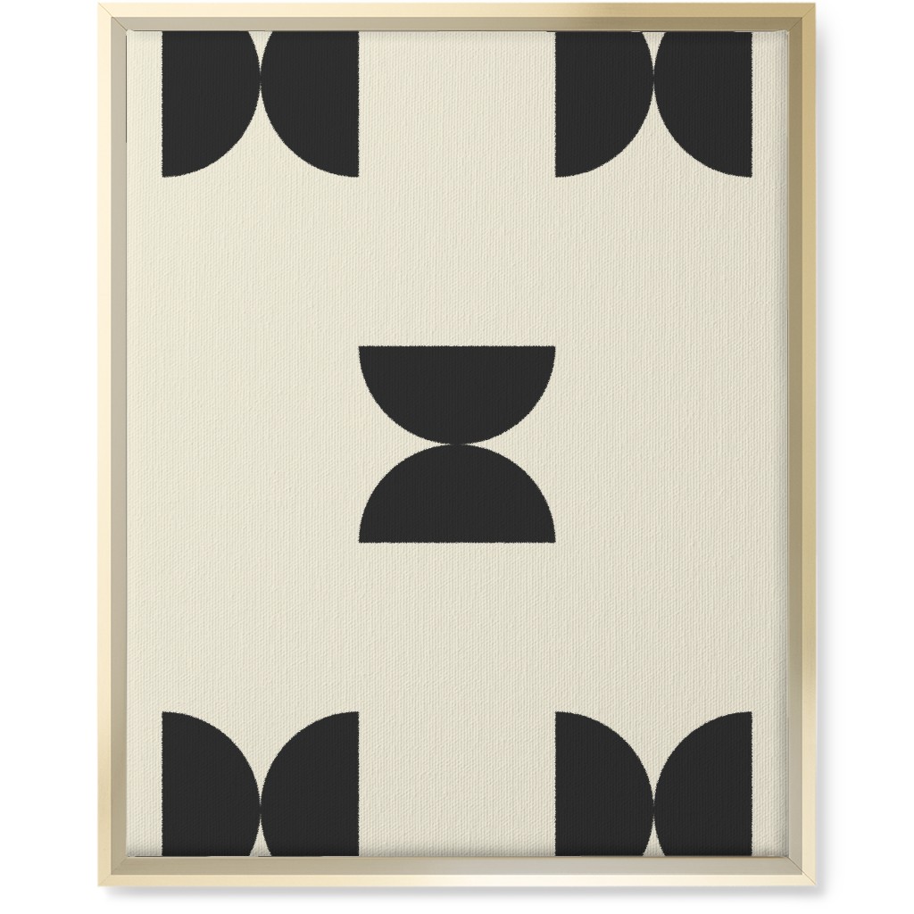 Minimal Geometric Abstract Bauhuas - Cream and Black Wall Art, Gold, Single piece, Canvas, 16x20, Beige