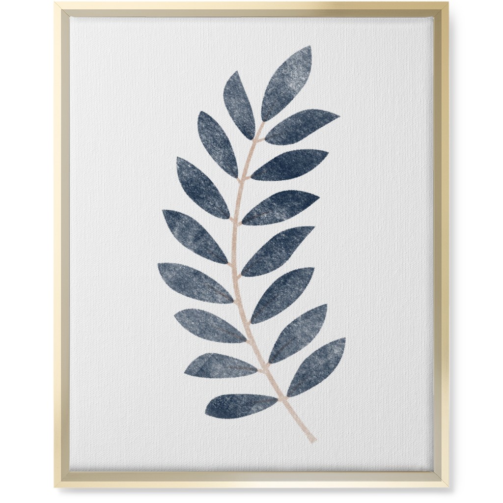 Botanical Leaf Ii Wall Art, Gold, Single piece, Canvas, 16x20, Blue, Storm