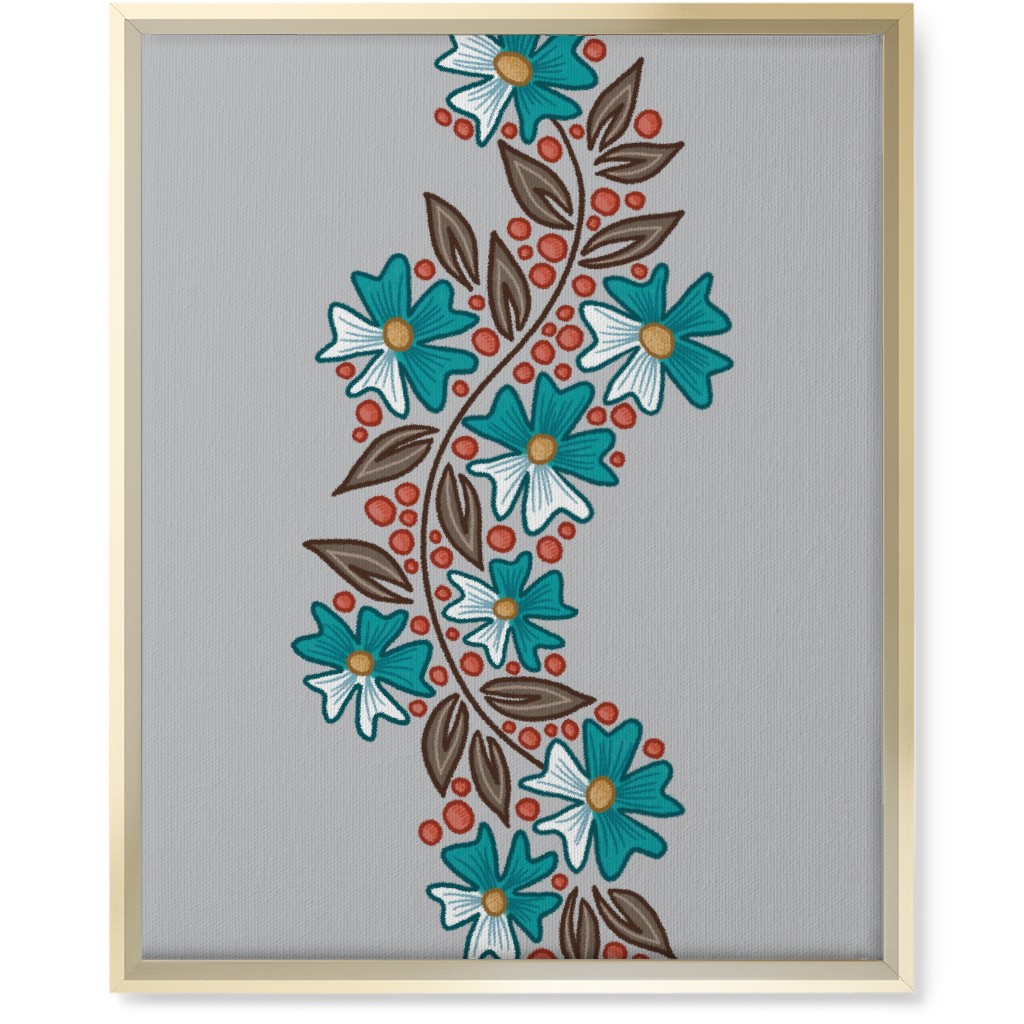 Floral Swish - Multi Wall Art, Gold, Single piece, Canvas, 16x20, Gray