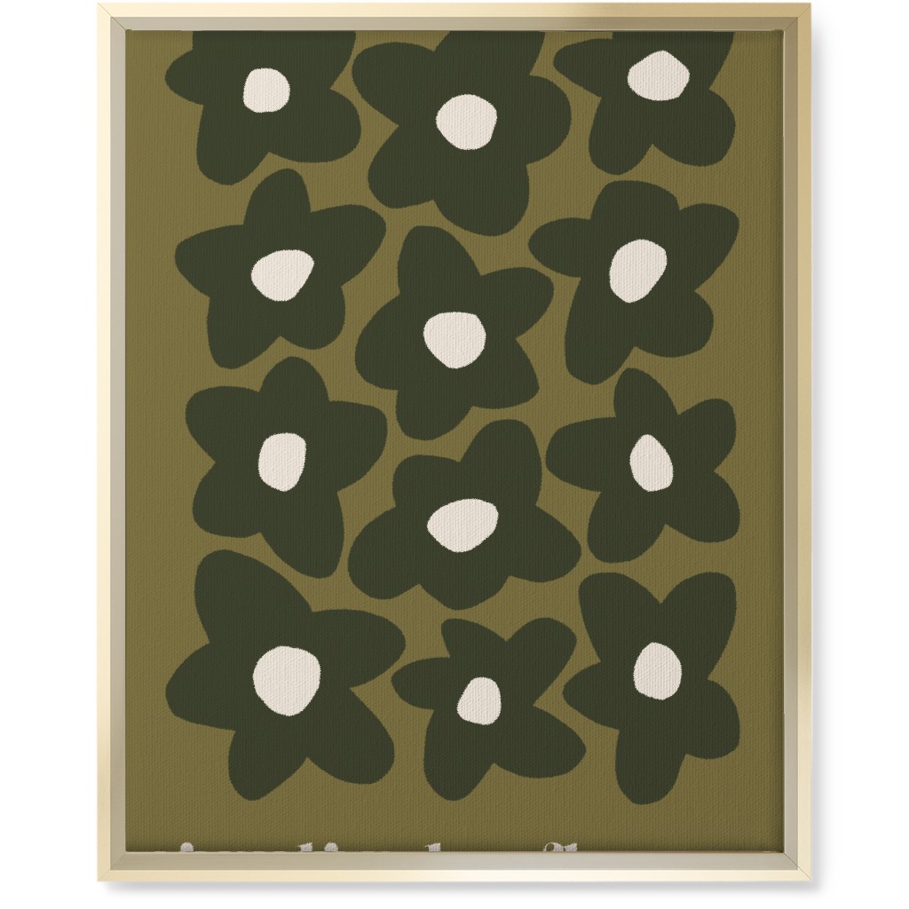 Botanical Graphic Retro Flower Garden Wall Art, Gold, Single piece, Canvas, 16x20, Green