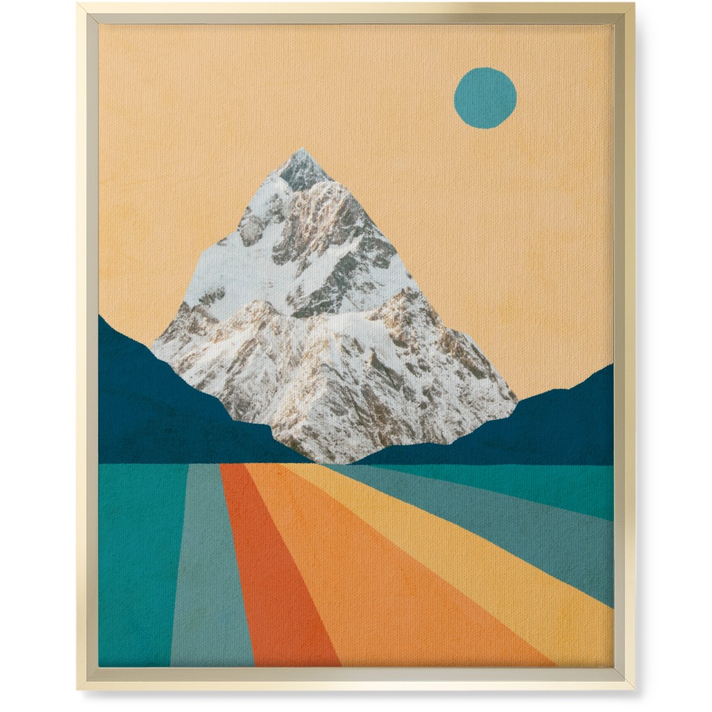 Retro Mountain - Multi Wall Art, Gold, Single piece, Canvas, 16x20, Multicolor