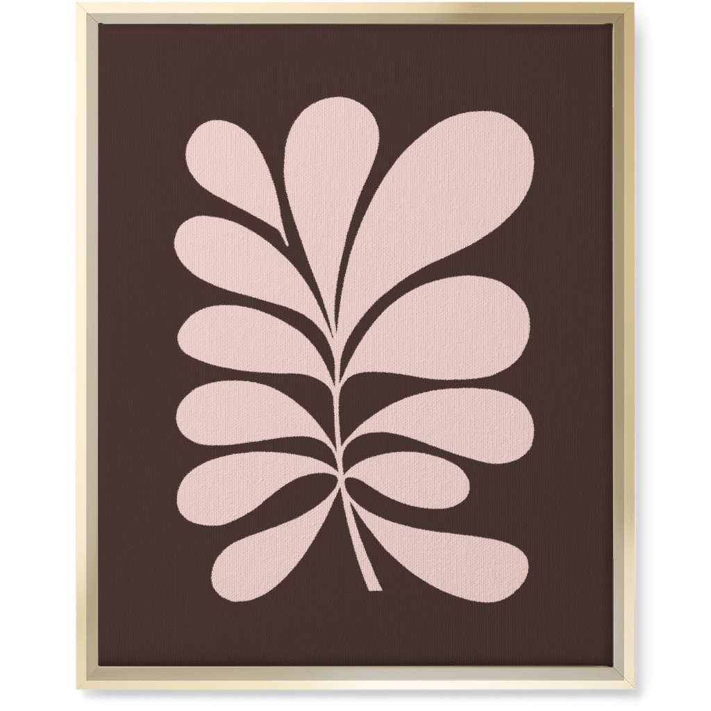 Minimal Foliage - Brown and Pink Wall Art, Gold, Single piece, Canvas, 16x20, Brown