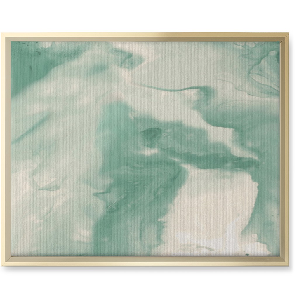 Abstract Watercolor Marble Wall Art, Gold, Single piece, Canvas, 16x20, Green