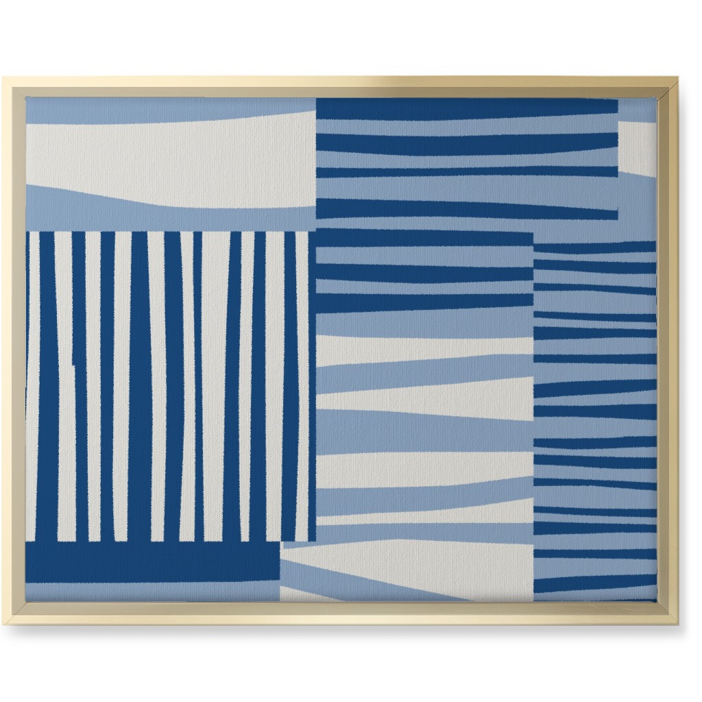 Twiggy Stripes Wall Art, Gold, Single piece, Canvas, 16x20, Blue, Light Blue