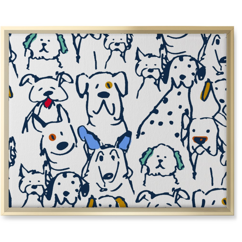 Color Pop Doodle Dogs Wall Art, Gold, Single piece, Canvas, 16x20, Multicolor
