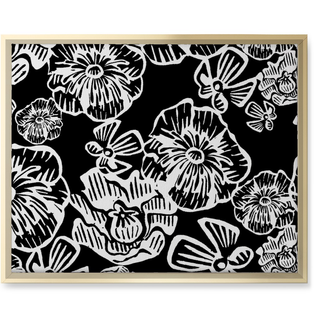 Poppy Arty Wall Art, Gold, Single piece, Canvas, 16x20, Black, Black