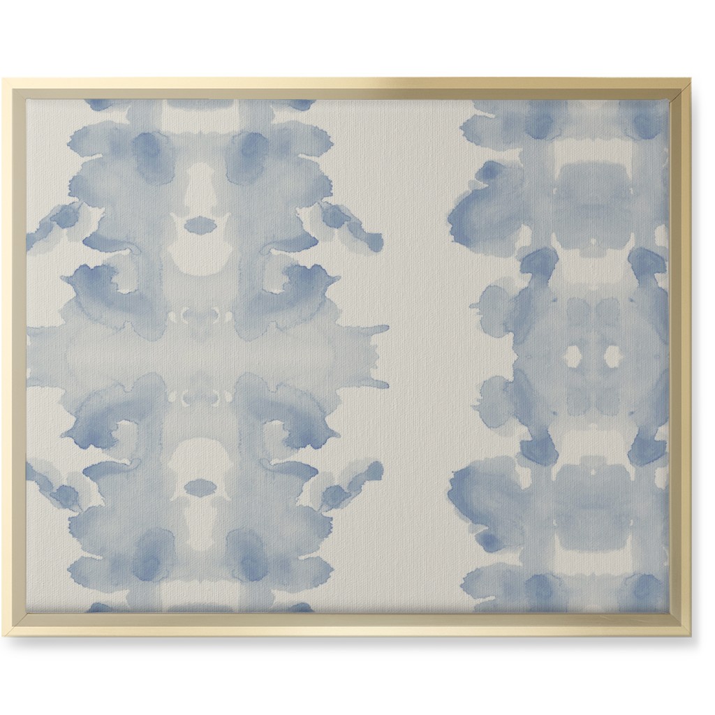 Double Inkblot - Light Blue and Cream Wall Art, Gold, Single piece, Canvas, 16x20, Blue, True Blue