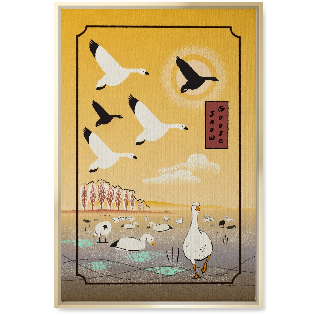 Snow Geese Wall Art, Gold, Single piece, Canvas, 20x30, Yellow, Eggyolk